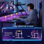 Korfile 40 Inch Gaming Desk with LED Lights & Power Outlet, L Shaped Computer Gaming Table with Storage Shelves, Reversible Corner Desk with Monitor Stand for Home Office, Carbon Fiber Black - Image 5
