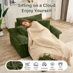 48" Boneless Single Sofa with Removable Ottoman,Oversized Upholstered Sofa Bed with Pillows,Plush Faux Fur Lounge Reading Chair with Armrests,Cloud Couches for Living Room,No Assembly (Green) - Image 4