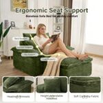 48" Boneless Single Sofa with Removable Ottoman,Oversized Upholstered Sofa Bed with Pillows,Plush Faux Fur Lounge Reading Chair with Armrests,Cloud Couches for Living Room,No Assembly (Green) - Image 5