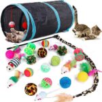 21 Pcs Cat Toys for Indoor Cats Collapsible Cat Tunnel Interactive Feather Teaser Wand Ball Toy for Kitten Cats - Image 2