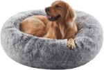 36 inches Donut Dog Bed for Large Dogs - Calming Fluffy Round Pet Bed with Removable & Washable Cover,Fits up to 80 lbs Pets (Dark Grey,Large) - Image 2
