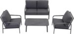 4-Piece Aluminum Patio Furniture Set, Outdoor Conversation Set with Loveseat, Chairs & Coffee Table, Deep Seating Cushions, All-Weather Metal Patio Furniture for Backyard, Balcony, Gray - Image 2