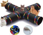 4 Way Large Cat Tunnels for Indoor Cats - 10" Diameter & 47" Long Play Tunnel Toy - Cat Tube with Play Ball & Mouse Toy - Interactive Peephole (Black) - Image 2