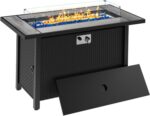 45in Fire Table, Propane Fire Pit with Glass Wind Guard and Rain Cover, Outdoor Firepit Table 50000 BTU 3-in-1 Fire Table for Patio/Yard/Balcony, Gray Tabletop - Image 2