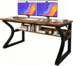 47 X 23.6 Inch Computer Desk, Modern Home Office Desks w/Deeper Desktop, Writing Work Study Desk w/Storage Shelves Cable Management for Home Office, Study, Bedroom, Work from Home, Metal Frame - Image 2
