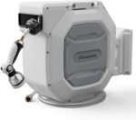 5/8" x 100 ft Heavy Duty Retractable Hose Reel, UV Resistant Garden Hose Reels - Slow Self Retract Wall Mount Hose Reel Automatic Storage, Any Length Lock 180° Swivel, 10 Pattern Nozzle Grey - Image 2