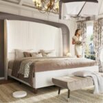 65.7" Tall Headboard Queen Size Upholstered Bed Frame with Wingback, Soft Washable Corduroy Beds Cover, Solid Wood Legs, Noise-Free, No Box Spring Needed, Cream - Image 2
