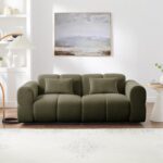 80" Modern Sofa Couch, Comfy Deep Seat Lambswool Cloud Sofa, Upholstered 3-Seater Boucle Couch, Oversized Loveseat for Living Room, Bedroom, Office, Apartment(Green) - Image 2