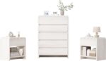 AMERLIFE Modern 3-Piece Bedroom Furniture Set with 5-Drawer Dresser and 2 Nightstands, Large Storage Capacity, Rounded Corners, Flexible Combination Design, White - Image 2