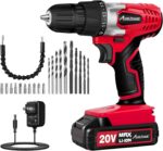 AVID POWER 20V Cordless Drill Set for Home DIY & Beginner Projects - Lightweight Power Drill with Battery Charger & 22 Bits, Variable Speed, 3/8" Keyless Chuck, Ideal for Furniture Assembly (Red) - Image 2