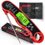 AWLKIM Digital Meat Thermometer, Instant Read Thermometer, Red | Food thermometer for grill, BBQ, candy, oil and baking; backlit display, foldable probe and magnetic storage - Image 2