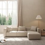 Acanva Luxury Modular Sectional Living Room Sofa Set, Modern Minimalist Style Couch with Ottoman and Chaise, L-Shape, Linen-Like Cream | Minimalist Style - Image 2