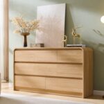 Aitjunz Modern 8 Drawers Dresser for Bedroom, 55" Wide Dressers & Chest of Drawers w/Curved Profile Design, Wood Mid Century Storage Dressers Organizer for Bedroom, Living Room, Natural Oak - Image 2