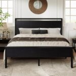 Allewie Queen Size Platform Bed Frame with Wooden Headboard and Footboard, Heavy Duty 12 Metal Slats Support, No Box Spring Needed, Under-Bed Storage, Noise Free, Easy Assembly, Black Oak - Image 2