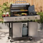 Aoxun 4-Burner Propane Grill with Side Burner, 49000 BTU Gas Grill, Stainless Grill with Cast Iron Grates & Side Tables for Backyard, Patio, Camping, Black and Silvery - Image 2