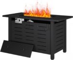 Aoxun 41 Inch Propane Fire Pit–50,000 BTU Gas Fire Pit Table with Removable Lid & Lava Rocks, Rectangle Firepit Table for Outside, Patio, Deck, Backyard, Black - Image 2