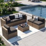 Aoxun Patio Furniture Sets, 7-Piece Outdoor Furniture with Thick Cushions, Wicker Conversation Set Sectional Sofa for Backyard, Poolside, Garden - Image 2