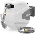 Ayleid Retractable Garden Hose Reel,1/2 in x 100 ft Wall Mounted Hose Reel, with 9- Function Sprayer Nozzle, Any Length Lock/Slow Return System/Wall Mounted/180°Swivel Bracket (Gray) - Image 2