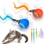 BABORUI 2Pack Interactive Cat Toy Ball - Automatic Interactive Cat Toys for Indoor Cats with 3 Tails, 2 Speeds Rechargeable Enrichment for Small/Medium/Large to Keep Them Busy - Image 2