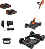 BLACK+DECKER Weed Eater, Lawn Edger and Cordless Lawn Mower 3 in 1 Combo, Includes (2) Batteries, Charger, 12 Inch Battery Powered String Trimmer and Lawnmower, Adjustable Length and Height (MTC220) - Image 2