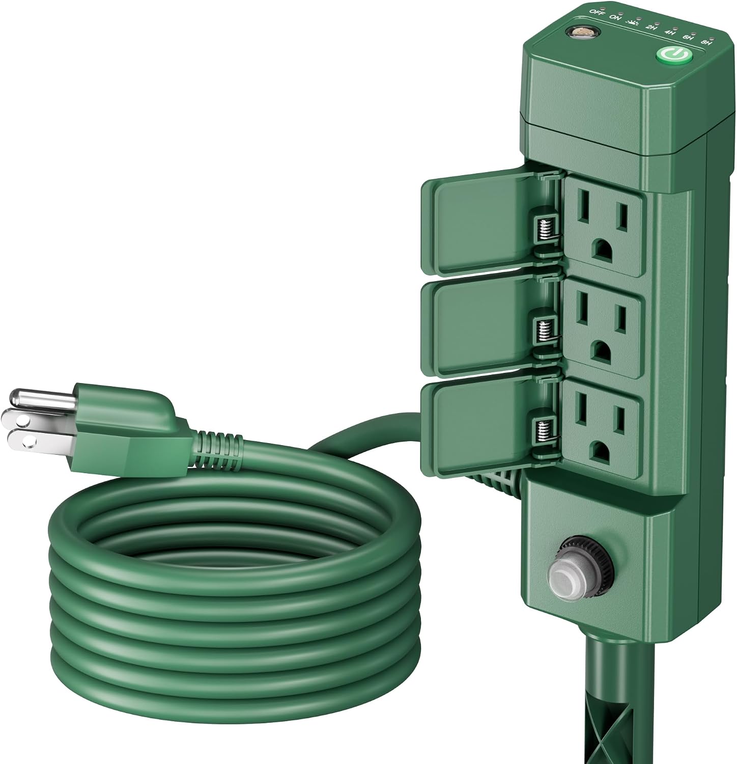 BN-LINK Outdoor Power Stake Timer, Dusk to Dawn Sensor for Outdoor Lights, 6 Grounded Outlets, 6ft Extension Cord, 1875W/15A,Christmas Decorations, ETL Listed - Image 2