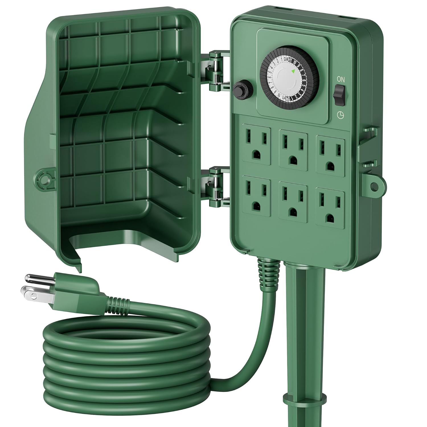BN-LINK Outdoor Power Stake Timer Waterproof, 24-Hour Mechanical Timer with 6 Grounded Outlets, 6FT Extension Cord for Halloween/Christmas Decor Lights, ETL Listed - Image 2