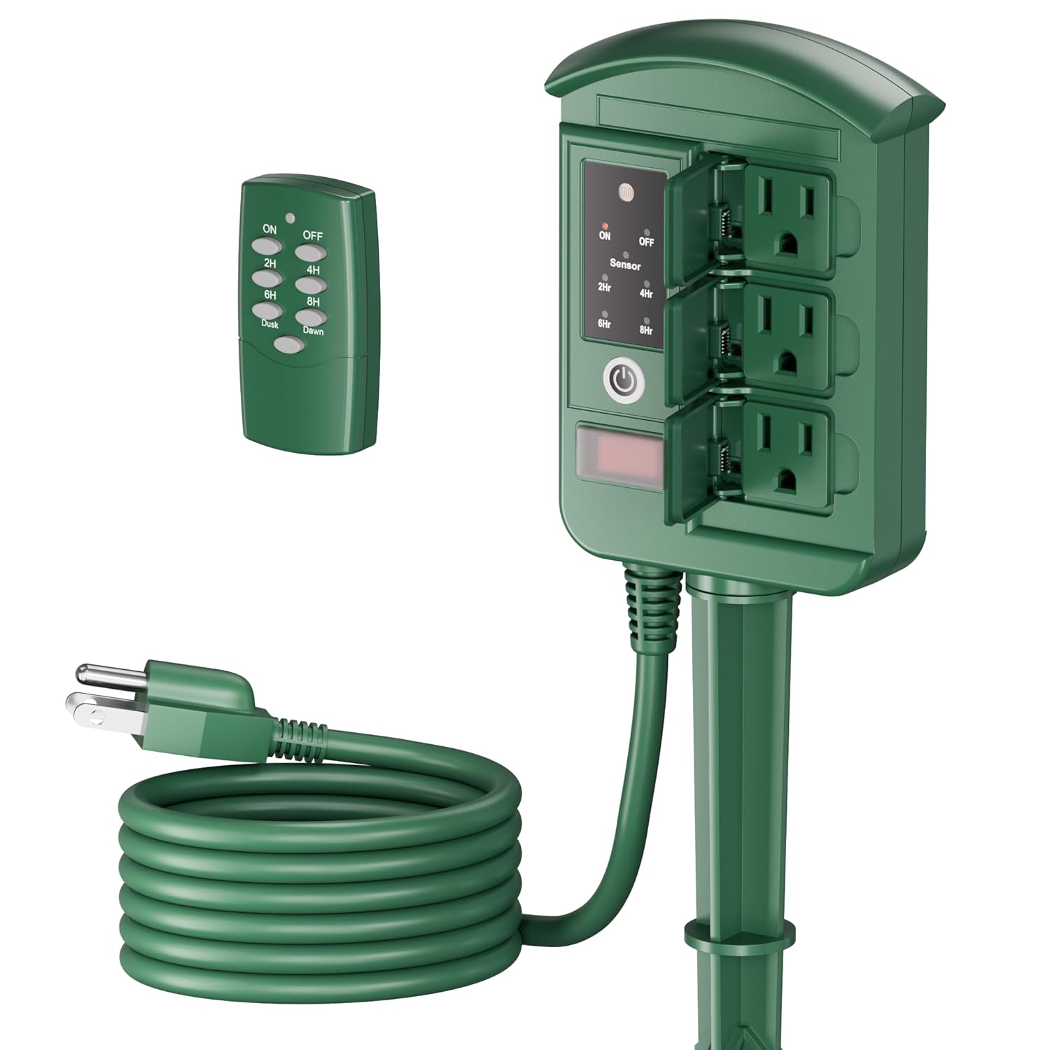 BN-LINK Outdoor Power Stake with Dusk to Dawn Timer, Waterproof 6 Grounded Outlets, 6FT Cord, 100FT Remote Control, Heavy Duty Outdoor Plug for Christmas Lights, Yard, Garden, ETL Listed - Image 2