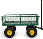 Backyard Expressions Heavy Duty Garden Cart 400 lb Utility Wagon Cart with Removable Mesh Sides, Powder-Coated Steel Bed, Pneumatic Tires, Pull Handle Yard Cart - Image 2