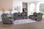 Ball & Cast Power Recliner Sofa Set Leather Reclining Couch Home Theater Seating 3PCS Recliner Couch Loveseat & Chair Sets with Wireless Charing,Cup Holders,Storage Box for Home Theater,Living Room - Image 2