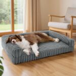 Bedsure ComfyFleece™ Orthopedic Dog Beds Large Sized Dog, Waterproof Memory Foam Pet Couch Sofa with Sides, Non-Slip Bottom and Egg-Crate Foam Large Pet Bed with Washable Corduroy Cover, Grey - Image 2