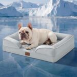 Bedsure Cooling Dog Bed Medium Size Dogs - Orthopedic Medium Dog Cat Cooling Bed Washable, Pet Couch Sofa with Waterproof Removable Cover, Pets Bed with Nonskid Bottom, Cooling Grey, 28" - Image 2