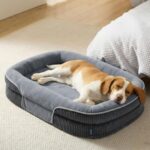 Bedsure Orthopedic Dog Beds Large Sized Dog - 360° Oval Bolster Large Dogs Bed for Senior Dogs with Waterproof Washable Cover, Big Comfort Pet Sofa Couch with Ultra-Soft Fleece, Grey, 35" - Image 2