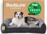 Bedsure SupportMax™ XL Orthopedic Dog Beds Large Sized Dog - Extra Thick Supportive Dogs Couch with Waterproof Washable Cover, Extra Large Comfort Pet Sofa with Soft Sherpa & Nonskid Bottom, Grey, 42" - Image 2