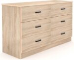 Bigbiglife Dresser for Bedroom, 6 Drawer Double Dresser, Modern Chest of Drawers with Deep Drawers, TV Stand Large Storage Organizer for Living Room, Closet (Light Oak) - Image 2