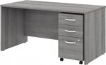 Bush Business Furniture 60W x 30D Office Desk with Mobile File Cabinet, Computer Table and Drawers for Home or Professional Workspace, Studio C Collection, Platinum Gray - Image 2