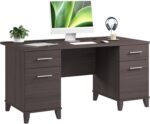 Bush Home 60-Inch Office Desk with Drawers, Computer Desk with File and Box Drawers, Home Office Workstation with Storage Cabinet, Writing Desk Furniture, Somerset Collection, Storm Gray - Image 2