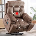 CANMOV Large Power Lift Recliner Chair with Massage and Heat for Elderly Big and Tall People, Overstuffed Wide Recliners with 2 Cup Holders, Side Pocket and USB Port, Camel - Image 2