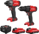 CRAFTSMAN V20 MAX Cordless Drill Driver and Impact Driver Set, Power Tool Set with 2 Batteries and Charger, LED Work Light, 2 Bits, Bag (CMCK200C2) - Image 2