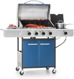 Captiva Designs 4-Burner Propane Gas BBQ Grill with Side Burner & Porcelain-Enameled Cast Iron Grates, 42,000 BTU Output Barbeque Grill for Outdoor Cooking Kitchen and Patio Backyard Barbecue, Blue - Image 2