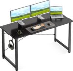 Casaottima 48 Inch Small Computer Desk for Home Office, Study Writing Table for Small Spaces, Simple Modern Desk with Headphone Hooks, Pure Black - Image 2