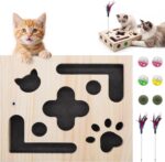 Cat Toys for Indoor Cats - Cat Nail File Box with Interactive Cat Toys, 2026 Upgraded Cat Puzzle Feeder Scratch Puzzle Toy for Indoor Cats, Natural Claw Care (Natural Wood) - Image 2