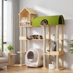 Cat Tree for Automatic Litter Box, 60Inch Large Cat Tower for Heavy Cats up to 22lbs, Solid Wood Cat Shelf with Condo, Space-Saving for Indoor Multi-Pet Households, Stops Furniture Scratching - Image 2