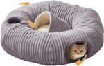 Cat Tunnel Bed for Indoor Cats,Cat Donut Tunnel Toy with Washable Circle Cushion,Blackout Tent, Multifunctional Playground Toys Hideplace for Kitty, Puppy, Rabbit,Ferret - Image 2