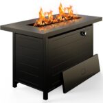 Ciays 42 Inch Gas Fire Pit Table, 60,000 BTU Propane Pits for Outside with Steel Lid and Lava Rock, 2 in 1 Firepit Table Gatherings Parties on Patio Deck Garden Backyard, Black - Image 2