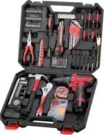 Cordless Drill Tool Set: 12V Power Drill Tool Kit with Battery & Charger, 142Pcs Hand Drill DIY Toolbox, Portable Household Basic Electric Drill Set for Men & Women, Red - Image 2