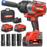 Cordless Impact Wrench, 900Ft-lbs (1200N.m) 1/2" Brushless Impact Gun, 20V High Torque Power Impact Driver, 2x4.0Ah Batteries,Brushless Motor 2400 RPM Variable Speeds for Family Car/Pickup Truck/Mower - Image 2