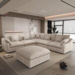 Could Couch Modular Sectional Sofa with Ottoman,Down Filled 120inch V Shaped Couch,Convertible Sofa Bed Living Room Set,6 Seat Sleeper Couched Bed, Cover Washable and Replaceable - Image 2