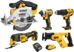 DEWALT 20V MAX 5-Tool Power Tools Combo Kit, Includes 1/2 Cordless Drill,1/4 Impact Driver, Reciprocating Saw, Circular Saw, Oscillating Tool, 5Ah Battery and Charger (DCK540D1) - Image 2