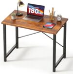 DUMOS 31 Inch Small Computer Desk for Home Office, Modern Study Writing Gaming Work Table Simple Style for Bedroom with X-Shaped ReInchforcement, Rustic Brown - Image 2