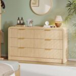 Decofy Fluted Drawers Dresser for Bedroom, Wood Dressers with Gold Handles, Modern Dressers with Wave Texture, Large Storage Chest of Drawers, Bedroom Dresser Organizer 55'' & 6 Drawers (Natural Oak) - Image 2